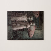 恐ろしいピンクの魚の双子ホラー ジグソーパズル (横)