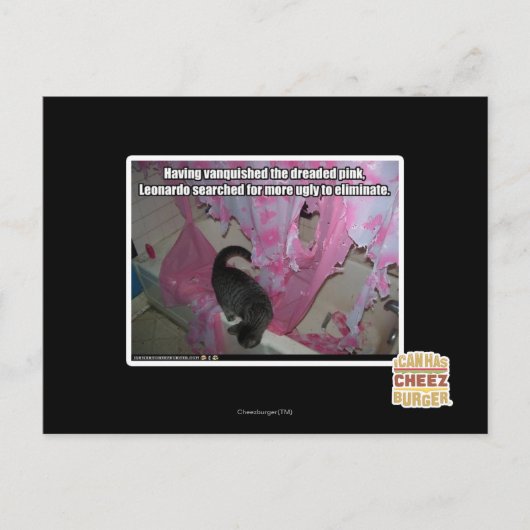 恐ろしいピンク色に消えた ポストカード (正面)