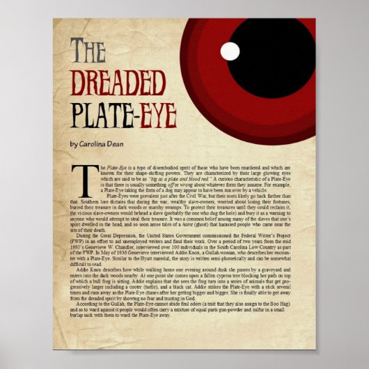 恐ろしいプレート眼 ポスター (正面)