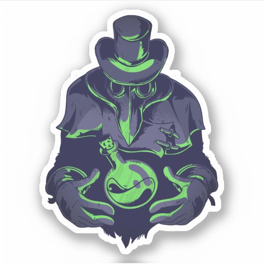 恐ろしいペストドクターハロウィンギフトゴシックデザイン シール (正面)