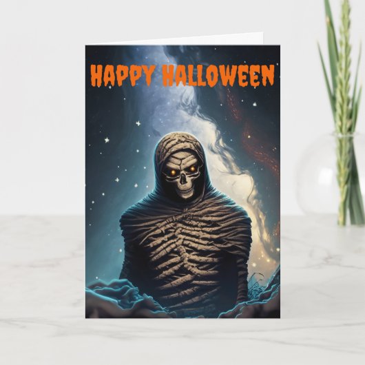 恐ろしいミイラのハロウィーン カード (正面)