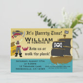 恐ろしい少年海賊誕生日パーティーの招待 招待状 (スタンド正面)