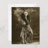 恐ろしい帽子とコートの新年 シーズンポストカード (正面/裏面)