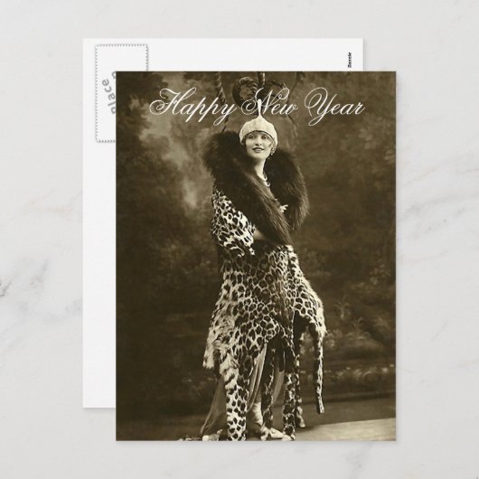 恐ろしい帽子とコートの新年 シーズンポストカード (正面/裏面)