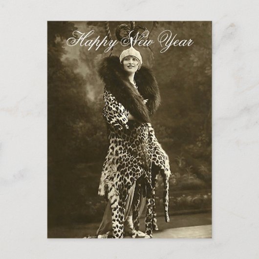 恐ろしい帽子とコートの新年 シーズンポストカード (正面)