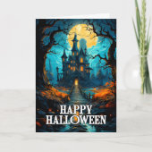 恐ろしい幽霊のよく出る家 |ハッピーハローウィン カード (正面)