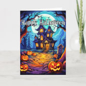 恐ろしい幽霊のよく出る家 |ハッピーハローウィン カード (正面)