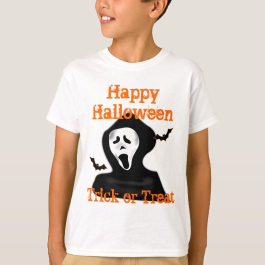 恐ろしい幽霊のトリックまたは治療 Tシャツ (正面)