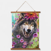 恐ろしい怒りのキングウルフ 吊り下げ型タペストリー (正面)