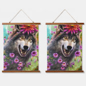 恐ろしい怒りのキングウルフ 吊り下げ型タペストリー (ダブル)