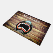 恐ろしい恐ろしいホワイトシャークジョーズイラストレーション ドアマット (アングル)