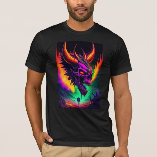 恐ろしい悪魔の骷髏 Tシャツ (正面)