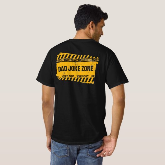 恐ろしい文字デザイン注意パパジョークゾーンTシャツ Tシャツ (裏面フル)