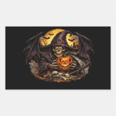 💀🎃 恐ろしい死神のハロウィン - ダークホラー 長方形シール (正面)