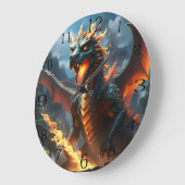 恐ろしい火吹き竜 ラージ壁時計 (傾斜)