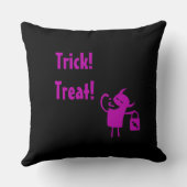 恐ろしい紫色のモンスタートリックまたはトリート装飾用クッション クッション (裏面)