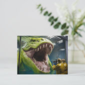 恐ろしい緑の先史時代の海底の怪物 ポストカード (スタンド正面)