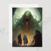 恐ろしい緑の生き物ホラーアートポストカード ポストカード (正面/裏面)