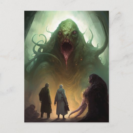 恐ろしい緑の生き物ホラーアートポストカード ポストカード (正面)