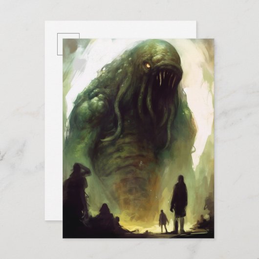 恐ろしい緑の生き物ホラーアートポストカード ポストカード (正面/裏面)