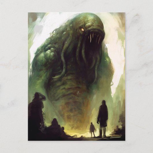 恐ろしい緑の生き物ホラーアートポストカード ポストカード (正面)