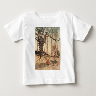 恐ろしい赤い乗馬フード ベビーTシャツ