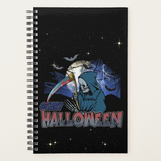 恐ろしい闇の夜ハロウィーンの邪悪なスケルトン プランナー手帳 (正面)