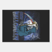 恐ろしい闇の夜ハロウィーンの邪悪なスケルトン ラッピングペーパーシート (正面)