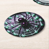 恐ろしい黒いクモ！ ラウンドペーパーコースター (アングル)