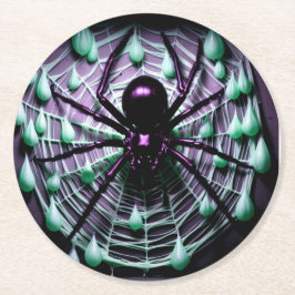 恐ろしい黒いクモ！ ラウンドペーパーコースター