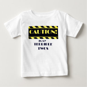恐ろしい2つおもしろいの注意テープ（黄色と黒） ベビーTシャツ