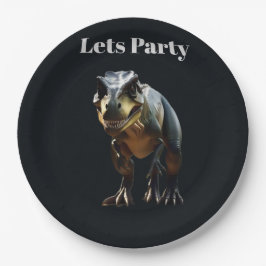 恐ろしいTレックス恐竜を見て ペーパープレート