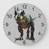 恐ろしいTレックス恐竜を見て ラージ壁時計 (正面)