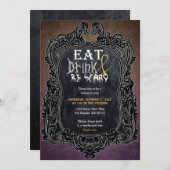 恐ろしくてクラシカルなハロウィンパーティーのお誘い 招待状 (正面/裏面)