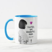 恐ろしく不思議な作りのかわいい女の子クリスチャン マグカップ (左)