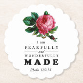 恐ろしく素晴らしく作られた聖句バラ ペーパーコースター (正面)