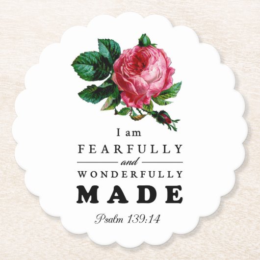 恐ろしく素晴らしく作られた聖句バラ ペーパーコースター (正面)