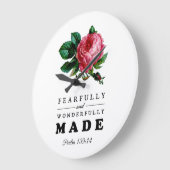 恐ろしく素晴らしく作られた聖句バラ ラージ壁時計 (傾斜)