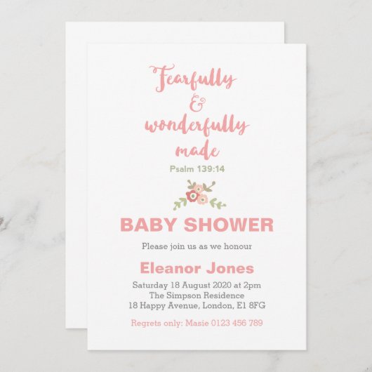 恐ろしく素晴らしく作られた赤ちゃんシャワー招待状 招待状 (正面/裏面)