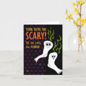 恐ろしく臭い、幽霊のような靴下 カード (黄色い花)