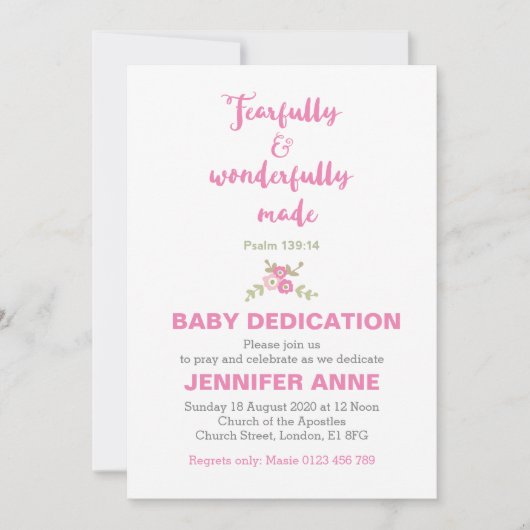 恐ろしく&素晴らしいベビー献身招待状 招待状 (正面)