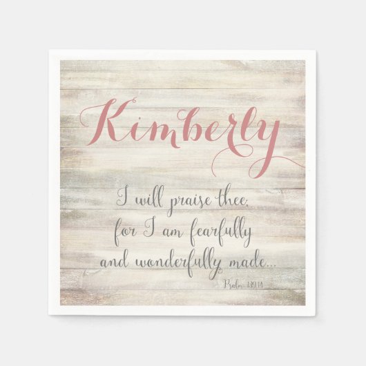 恐ろしく、素晴らしく作られた – Ps.139:14 スタンダードカクテルナプキン (正面)