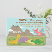 恐カラフル竜子供の誕生日パーティー 招待状 (スタンド正面)