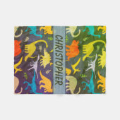 恐カラフル素朴パーソナライズされた竜 フリースブランケット (正面(横))