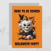 恐パーソナライズされたろしいスカルハローウィンパーティ 招待状 (正面/裏面)