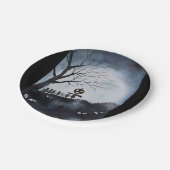 恐不気味ろしいカボチャ頭のかかしのシーン ペーパープレート (アングル)