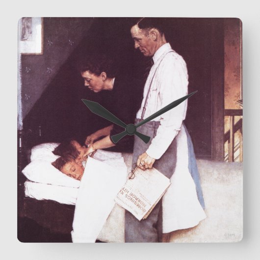 恐怖からの自由 スクエア壁時計 (正面)