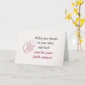 恐怖がドアを叩くとき、信仰が応答する 赤い無地のカード カード (黄色い花)