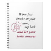 恐怖がノックするとき信仰を赤い文字に答える ノートブック (正面)