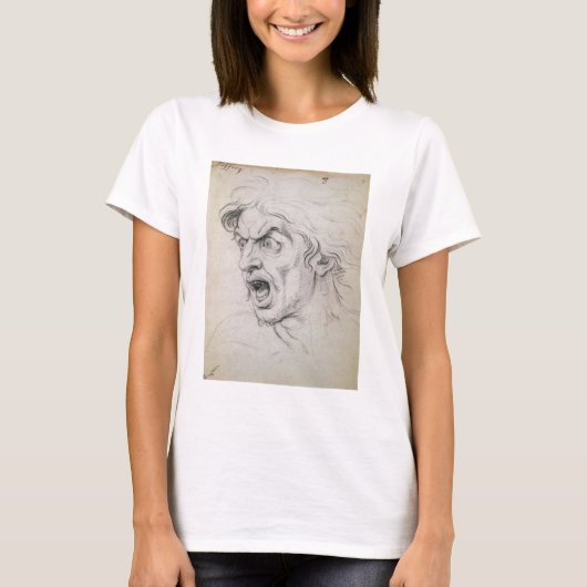 恐怖で叫んでいる人勉強の頭部のための Tシャツ (正面)